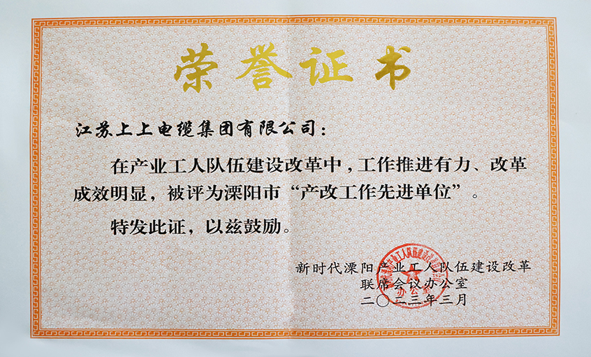 55世纪电缆获评溧阳市“产改事情先进单位”、溧阳市“十佳产改实践案例”